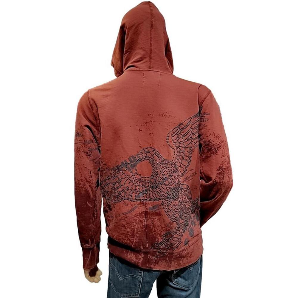 Salvage ~ Full-Zip Y2K Red Graphic Print Rare Vintage Size M Sweater #C - Picture 3 of 11